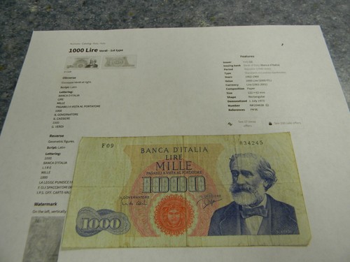 1962 italy 1000 - , lire