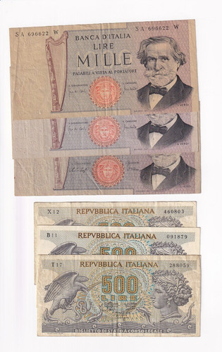 Italy 1000 500 lire - 1000,