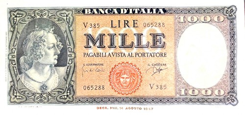 1000 lire banknote from the - 1000,