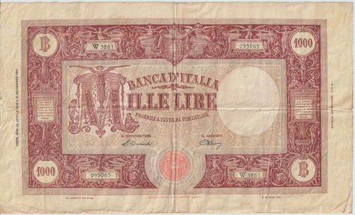 Italy 1000 lire banknote - lire, 1947