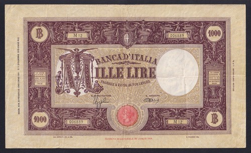 Italy banknote 1000 lire large - italy,